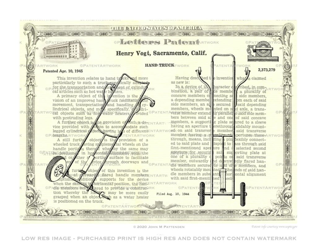 Custom patent art print for patent number 2373279