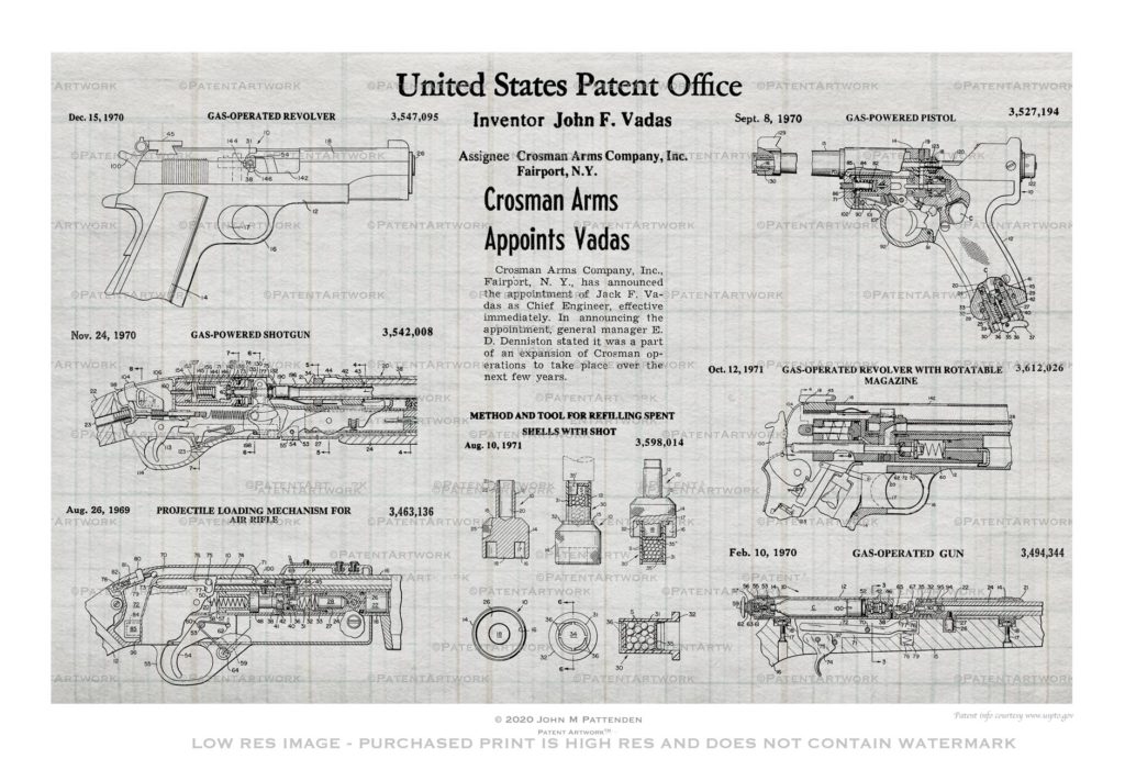 Custom patent art print for patent number 3527194