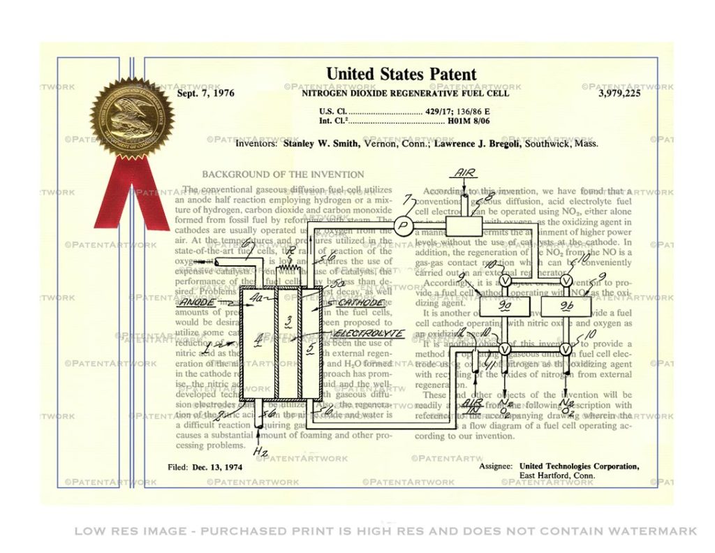 Custom patent art print for patent number 3979225