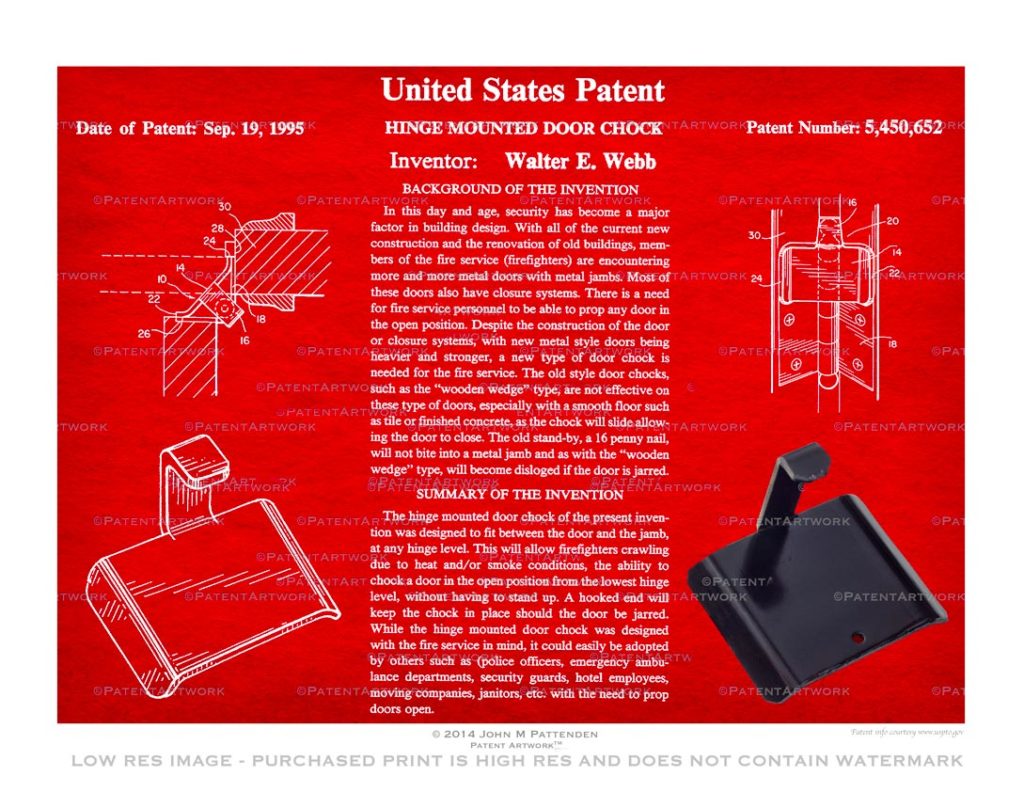 Custom patent art print for patent number 5450652