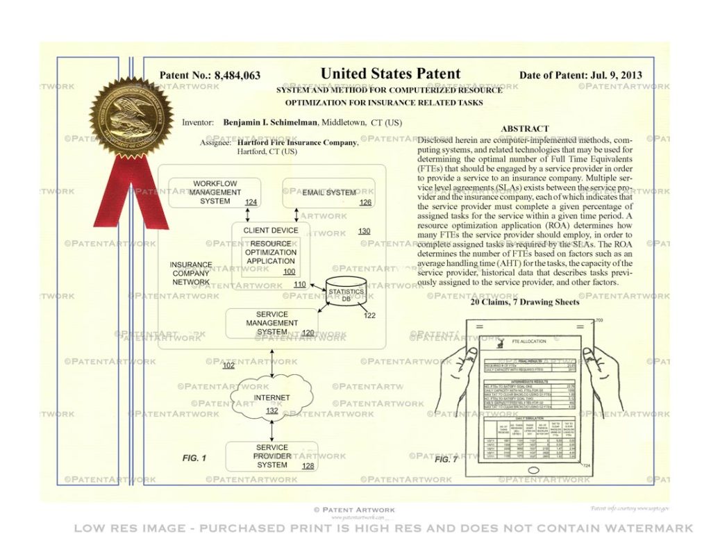 Custom patent art print for patent number 8484063