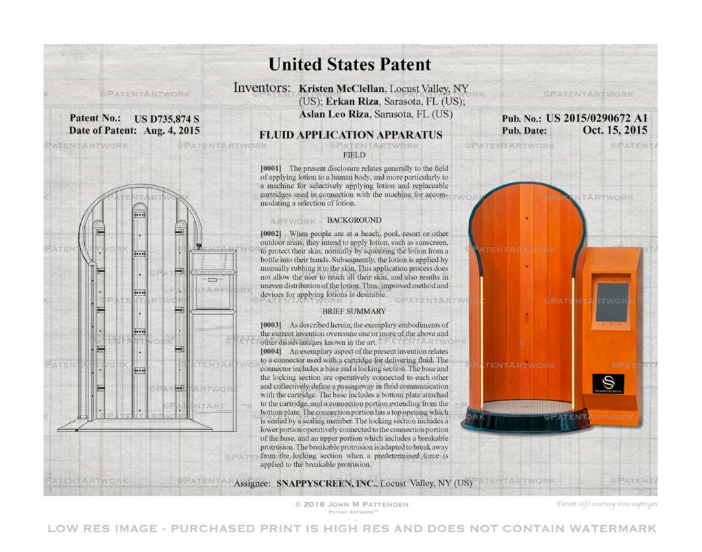 Custom patent art print for patent number D735874