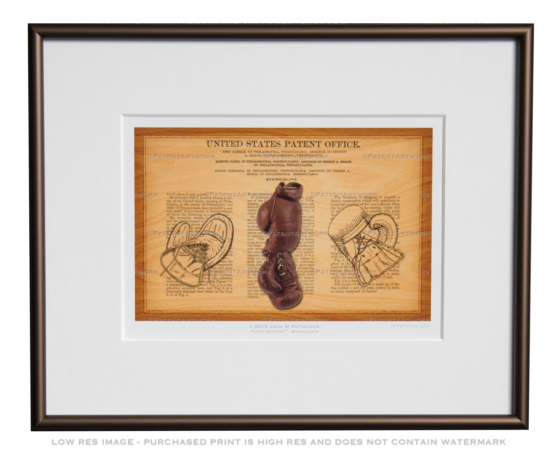Framed patent art example: 5 x 7 print in an 8 x 10 frame