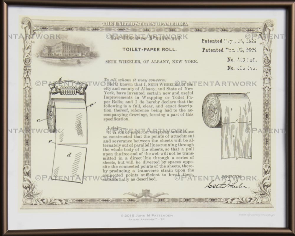 Framed patent art example: 8 x 10 print in an 8 x 10 frame