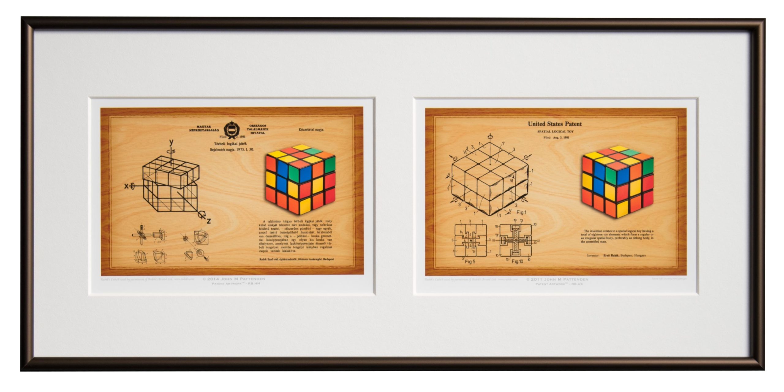 Framed patent art example: Double 5 x 7 frame holding two patent prints