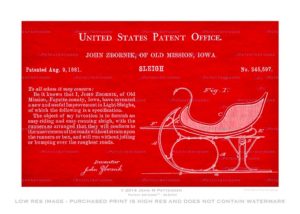 Christmas Sleigh Patent Artwork Print