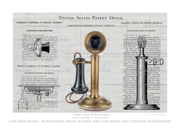 Telephone Candlestick Patent Artwork Print
